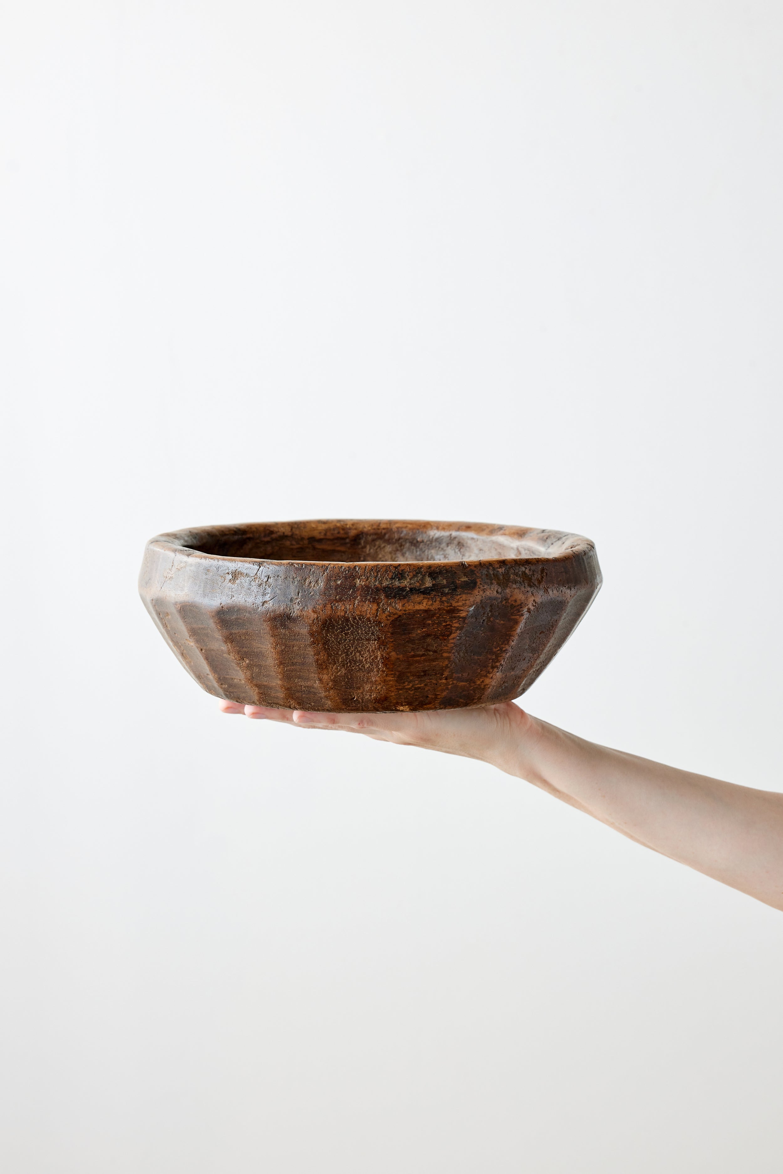 Vintage Iroko Wood Bowl-5