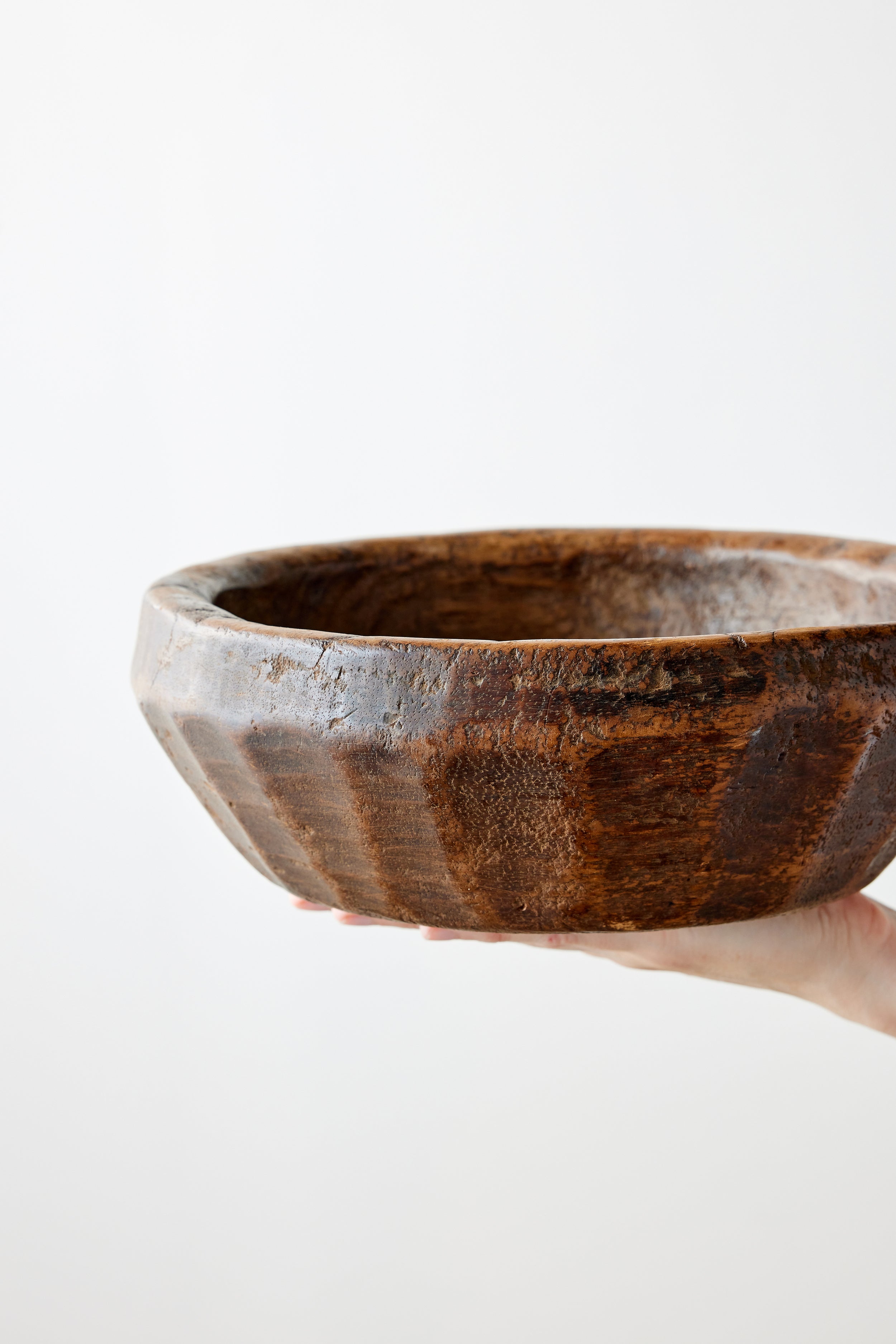 Vintage Iroko Wood Bowl-6