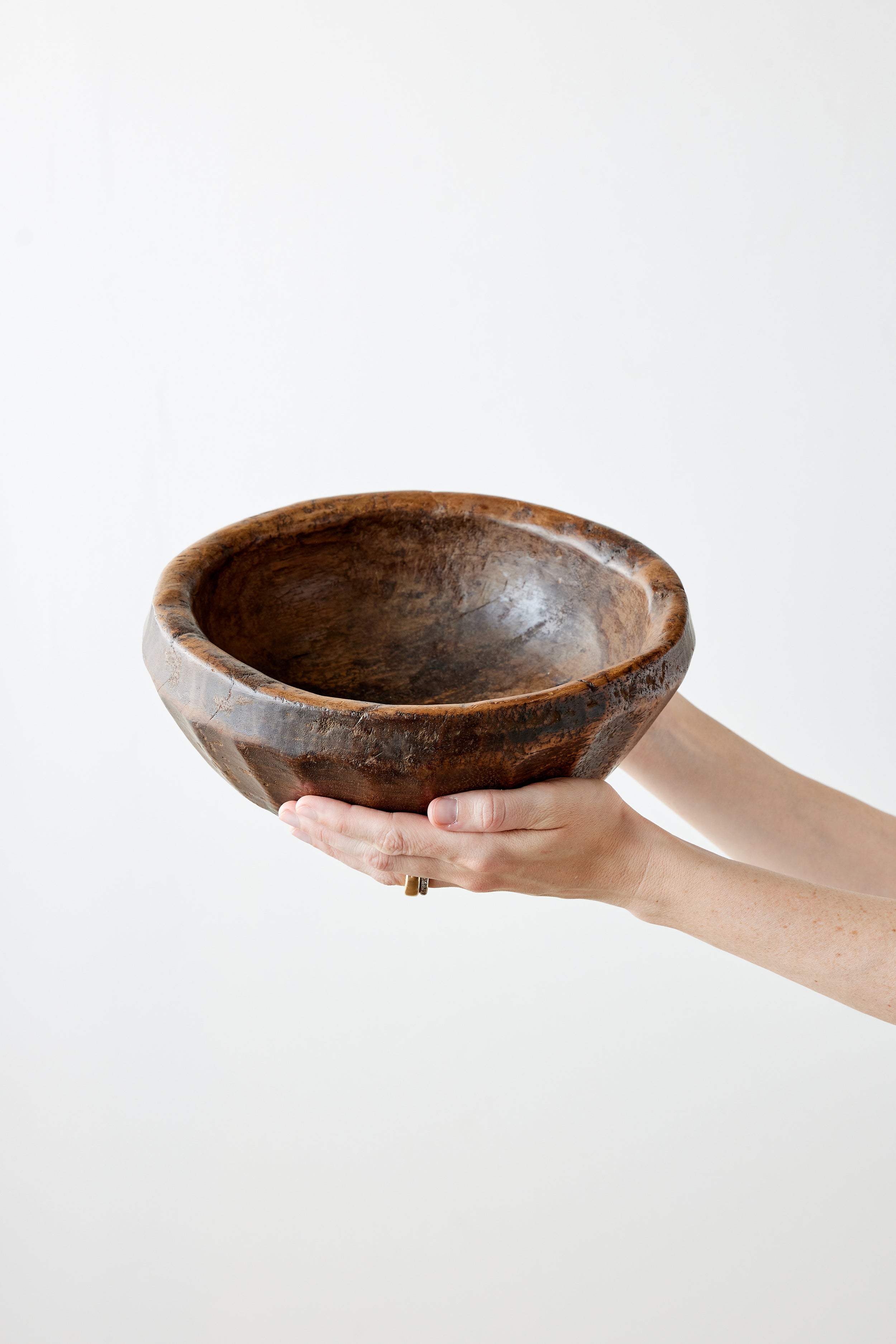 Vintage Iroko Wood Bowl-7