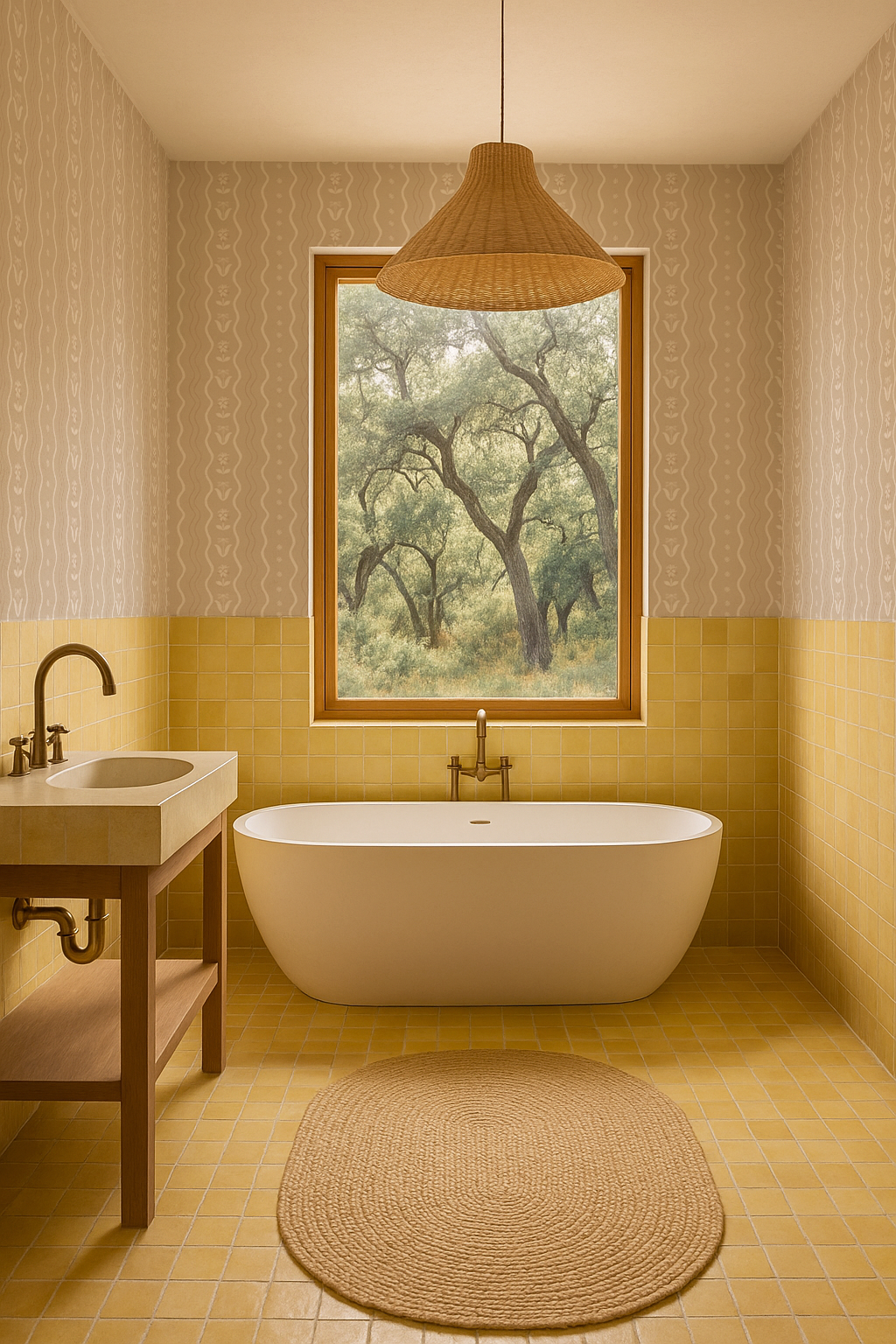 Posy Lane Stripe Wallpaper, tan and white-4