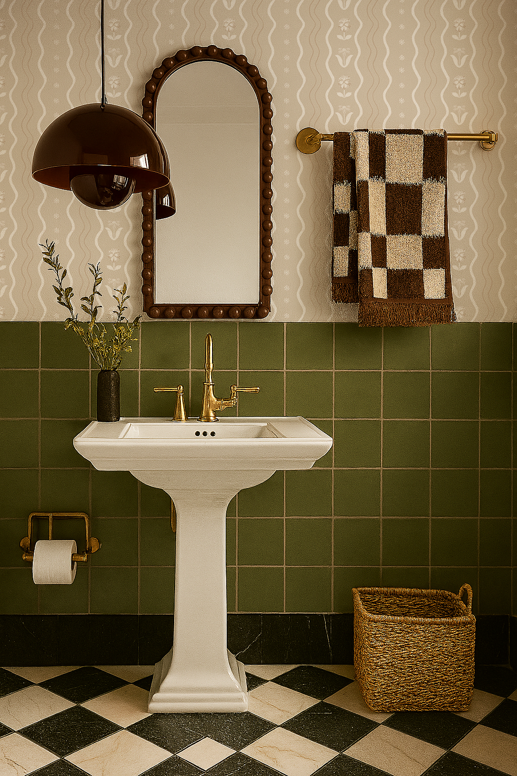Posy Lane Stripe Wallpaper, tan and white-3