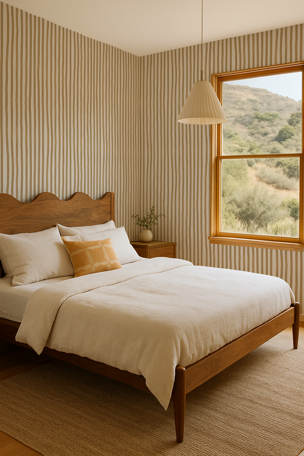 Dolce Stripe Wallpaper, off-white and butter yellow-4