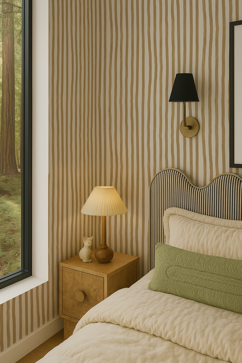 Dolce Stripe Wallpaper, off-white and butter yellow-6