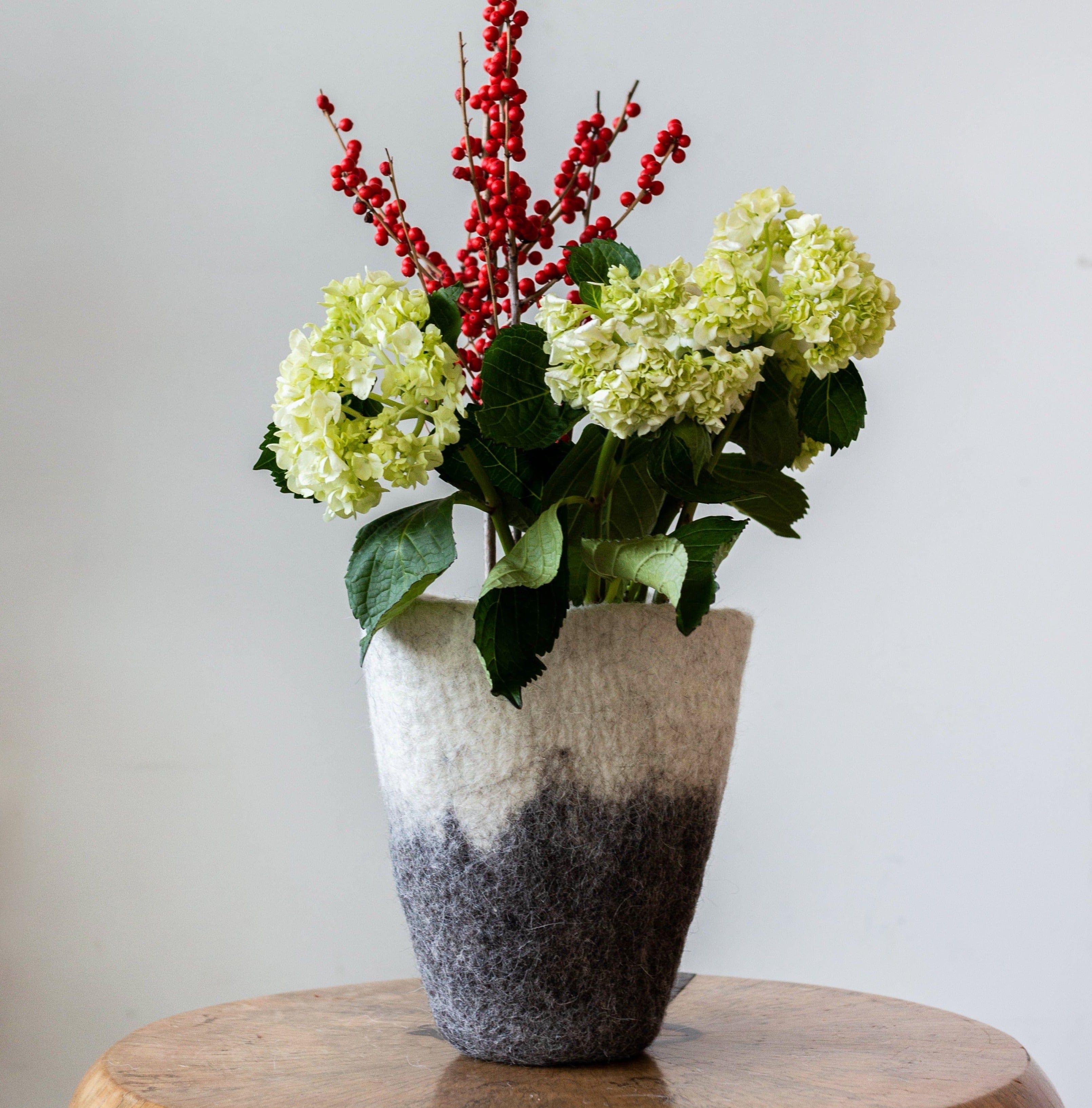 Hand-Felted Woven Wool Table Vase-5