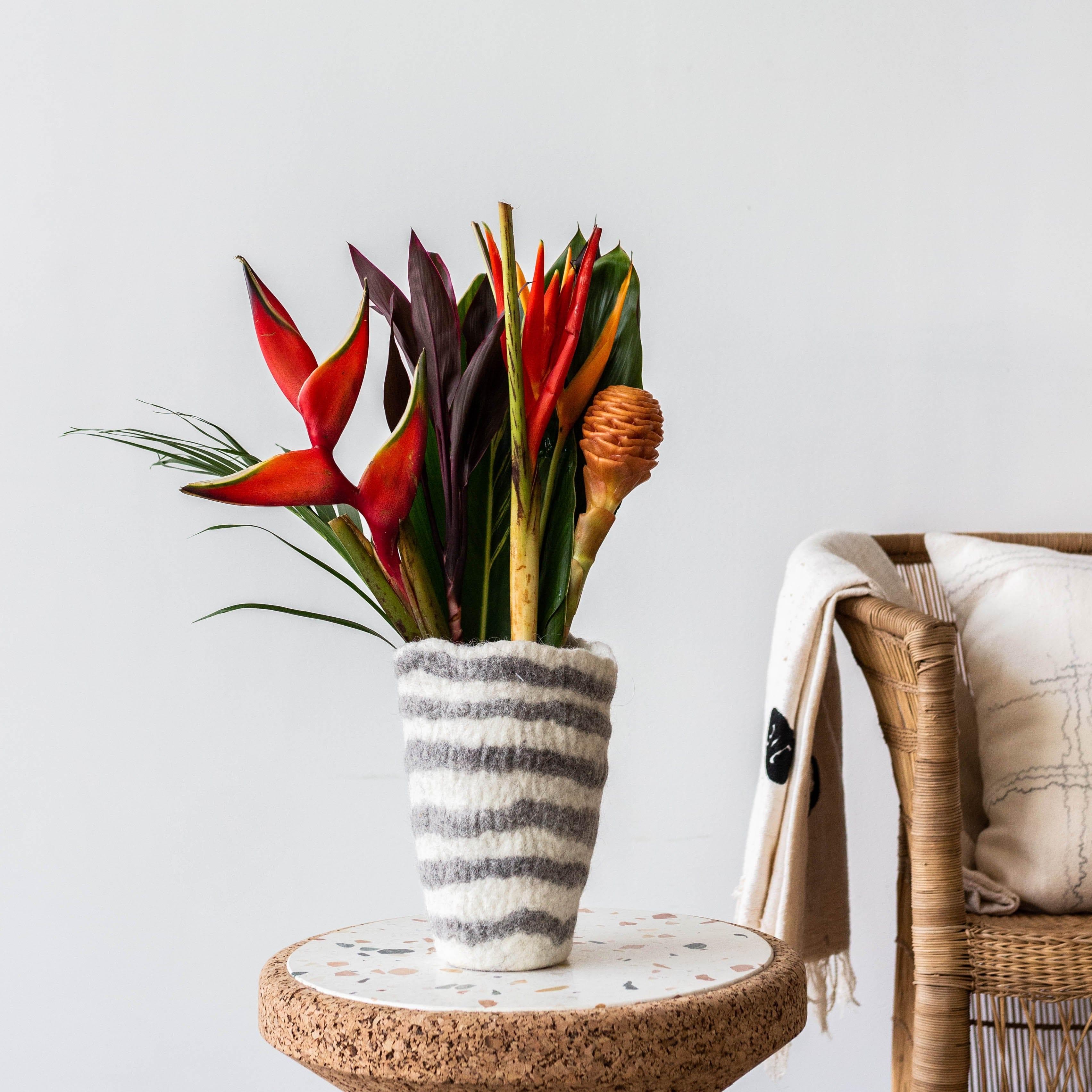 Hand-Felted Woven Wool Table Vase-4