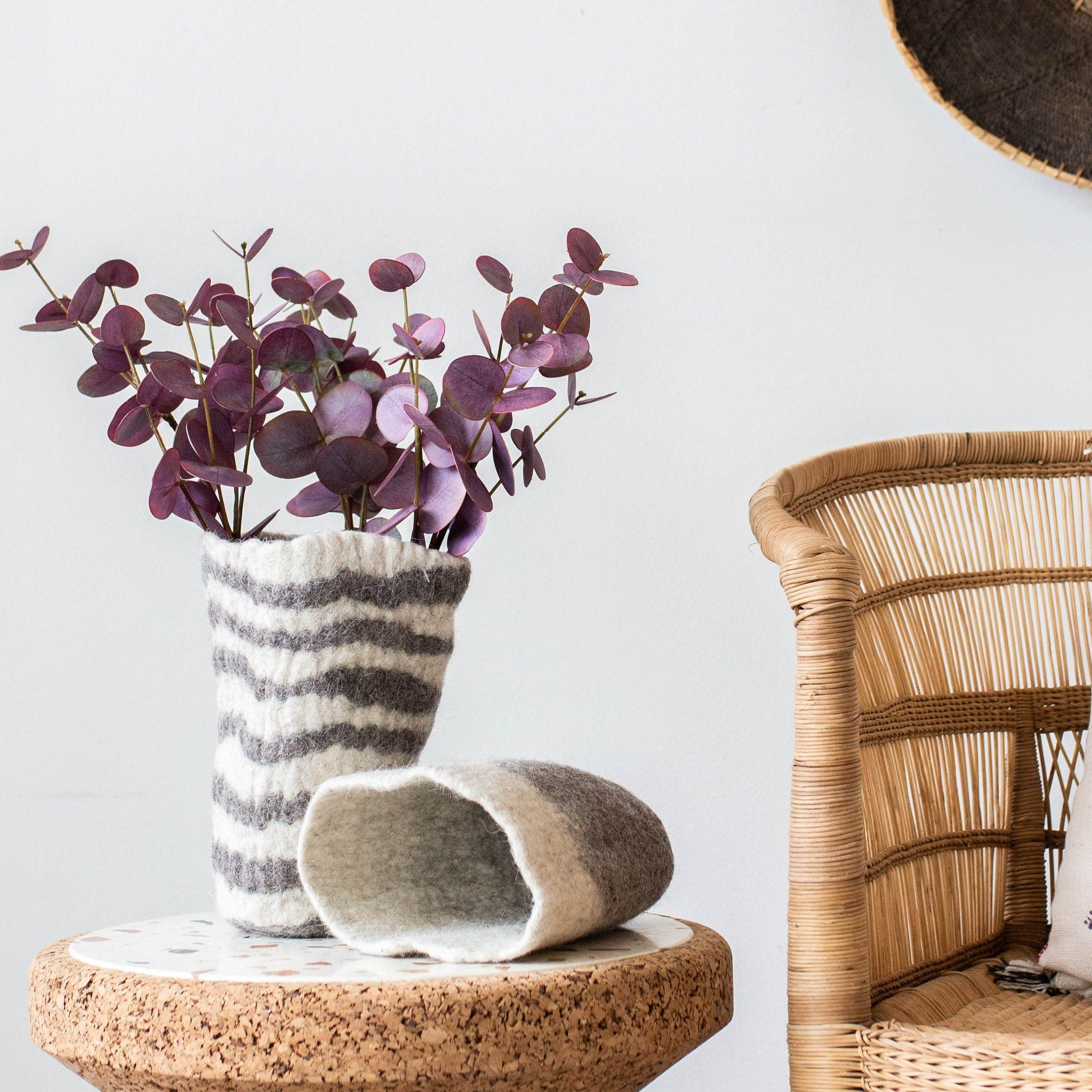 Hand-Felted Woven Wool Table Vase-3