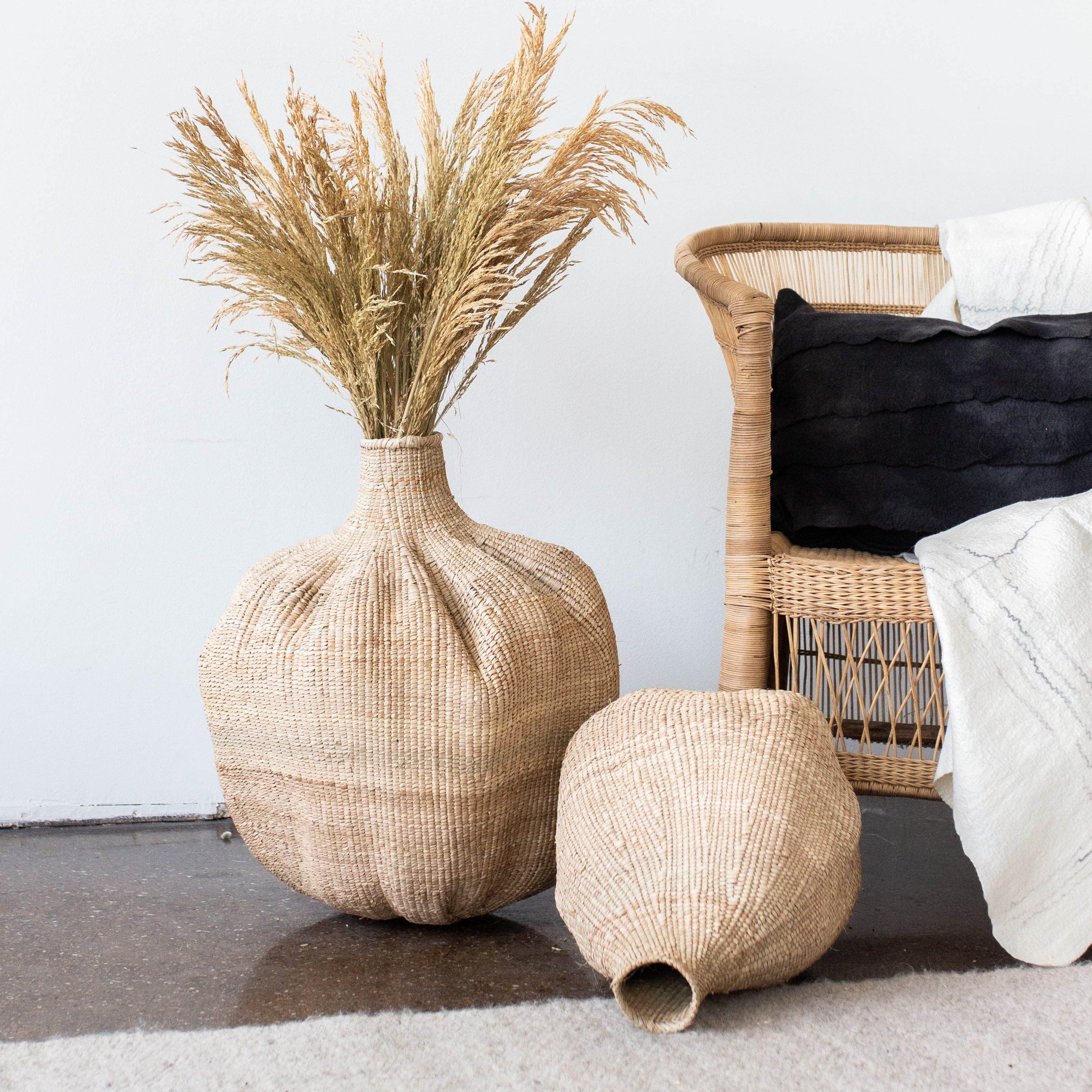 Ilala Garlic Gourd Handwoven African Basket-2