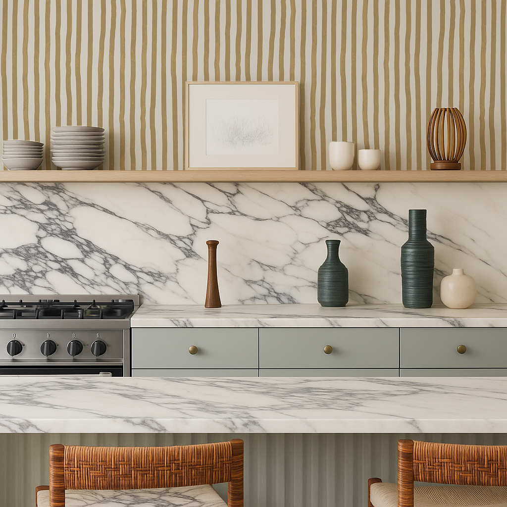 Dolce Stripe Wallpaper, off-white and butter yellow-3