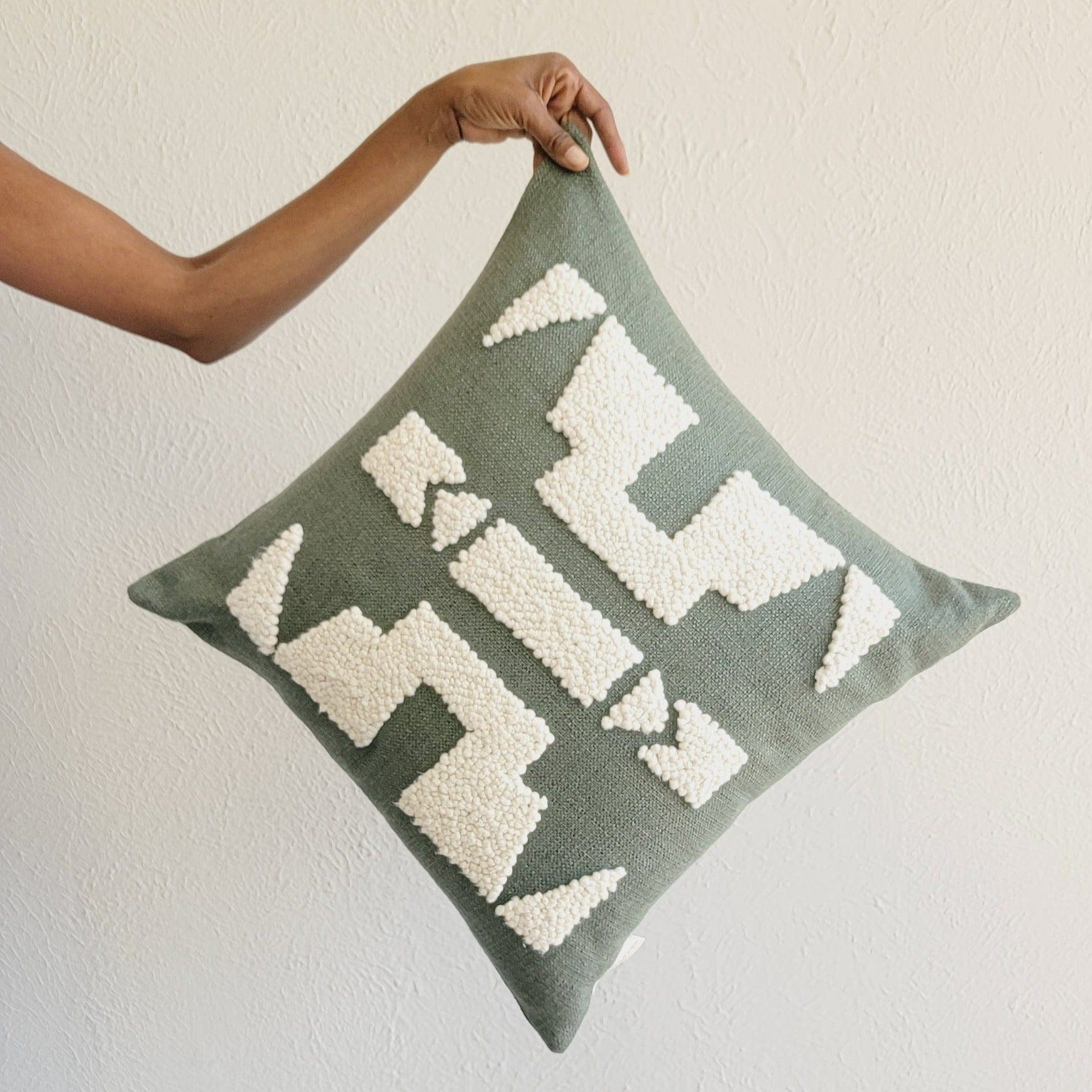Ndebele Forest Green Throw Pillow-4