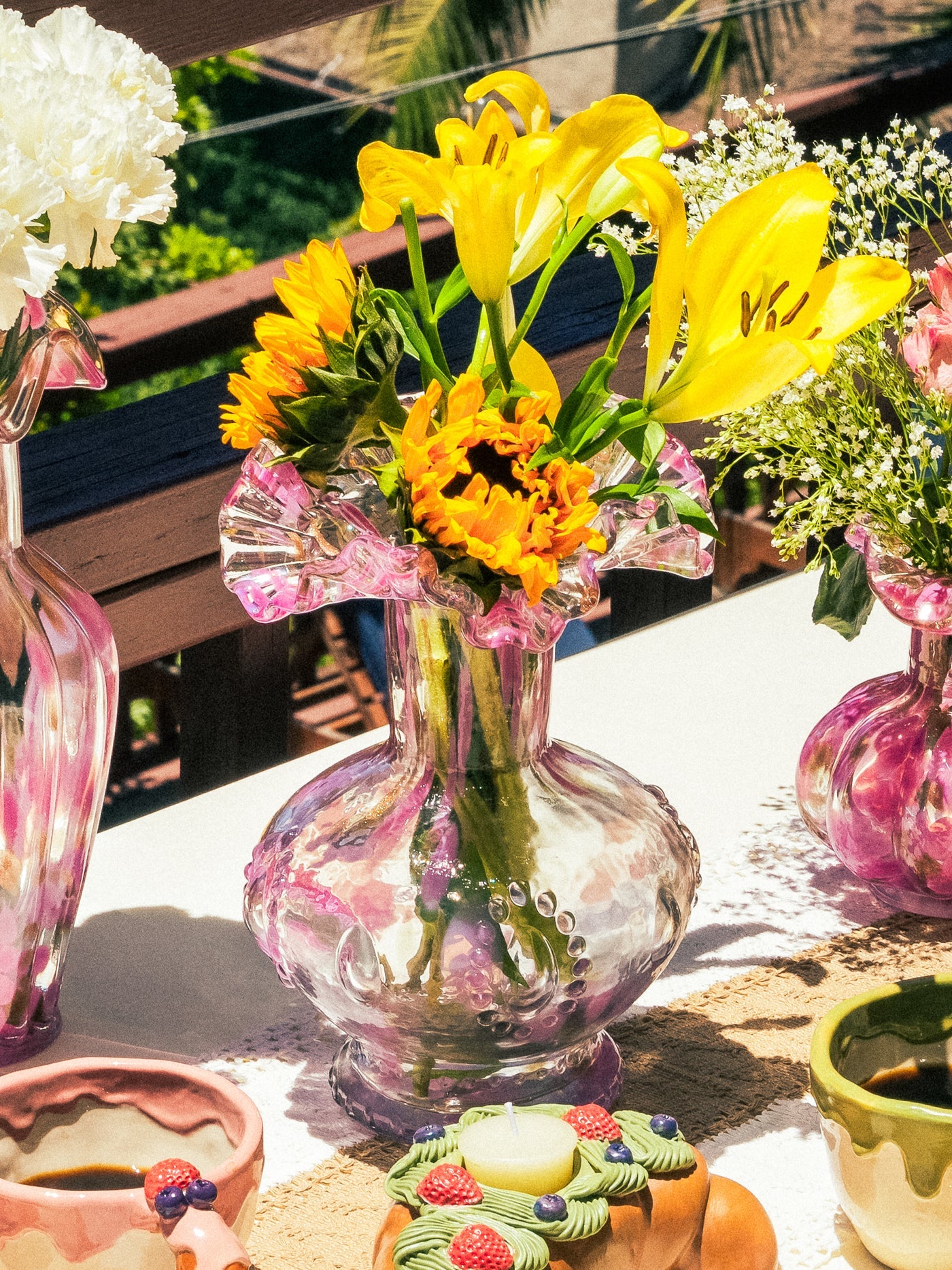 Blush Petal Glass Vase, Medium-2