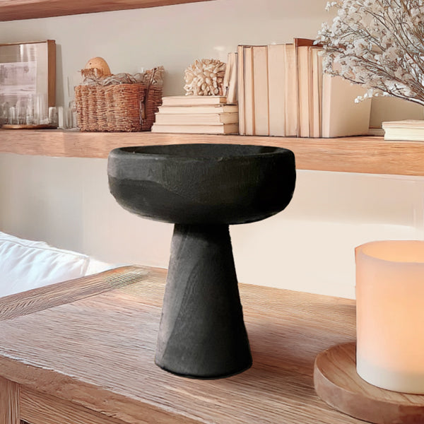 Modern Black Elevated Paulownia Wood Bowl Riser-3