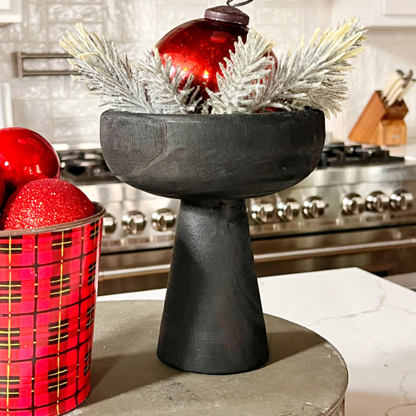 Modern Black Elevated Paulownia Wood Bowl Riser-4