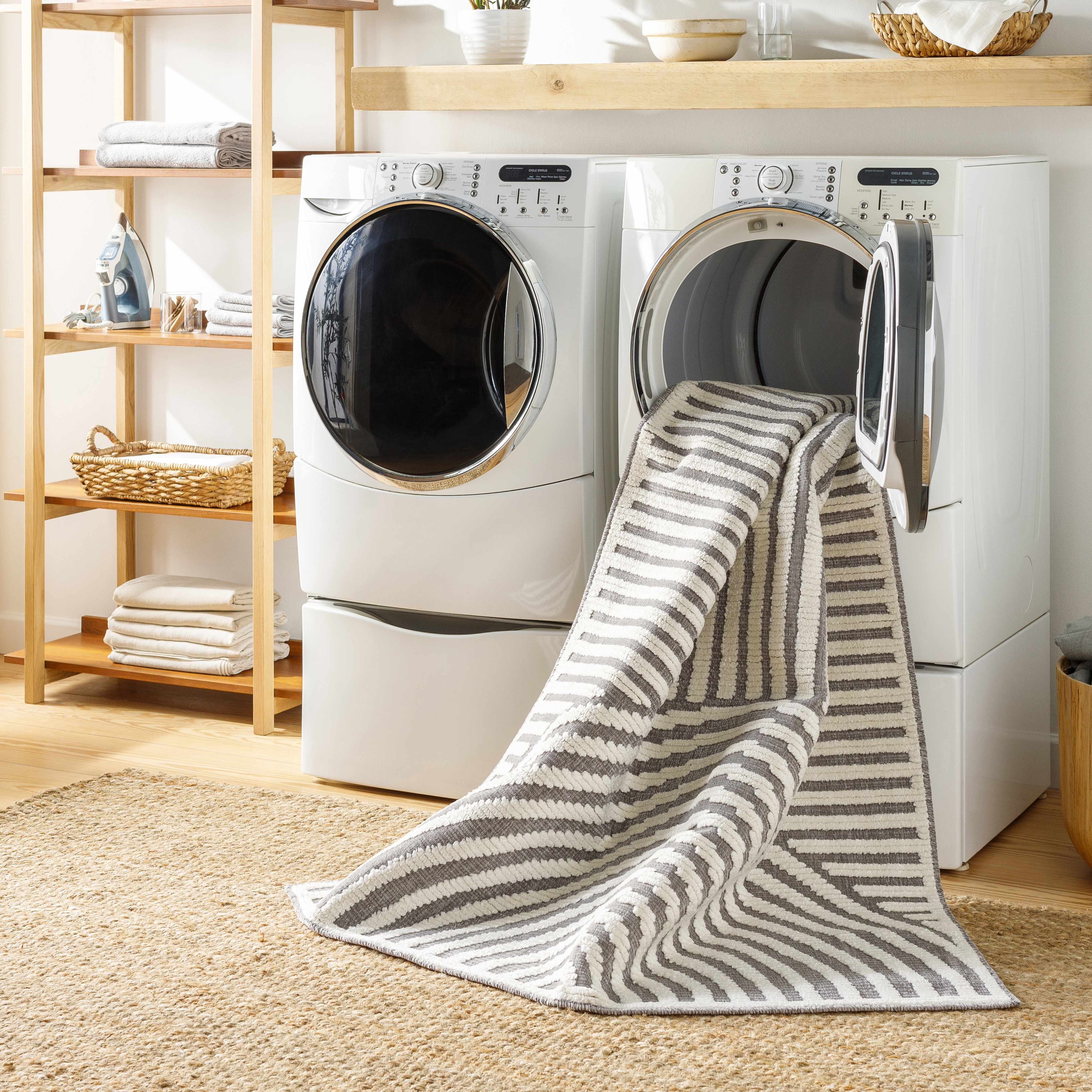 Deron Gray Rainbow Washable Rug-13