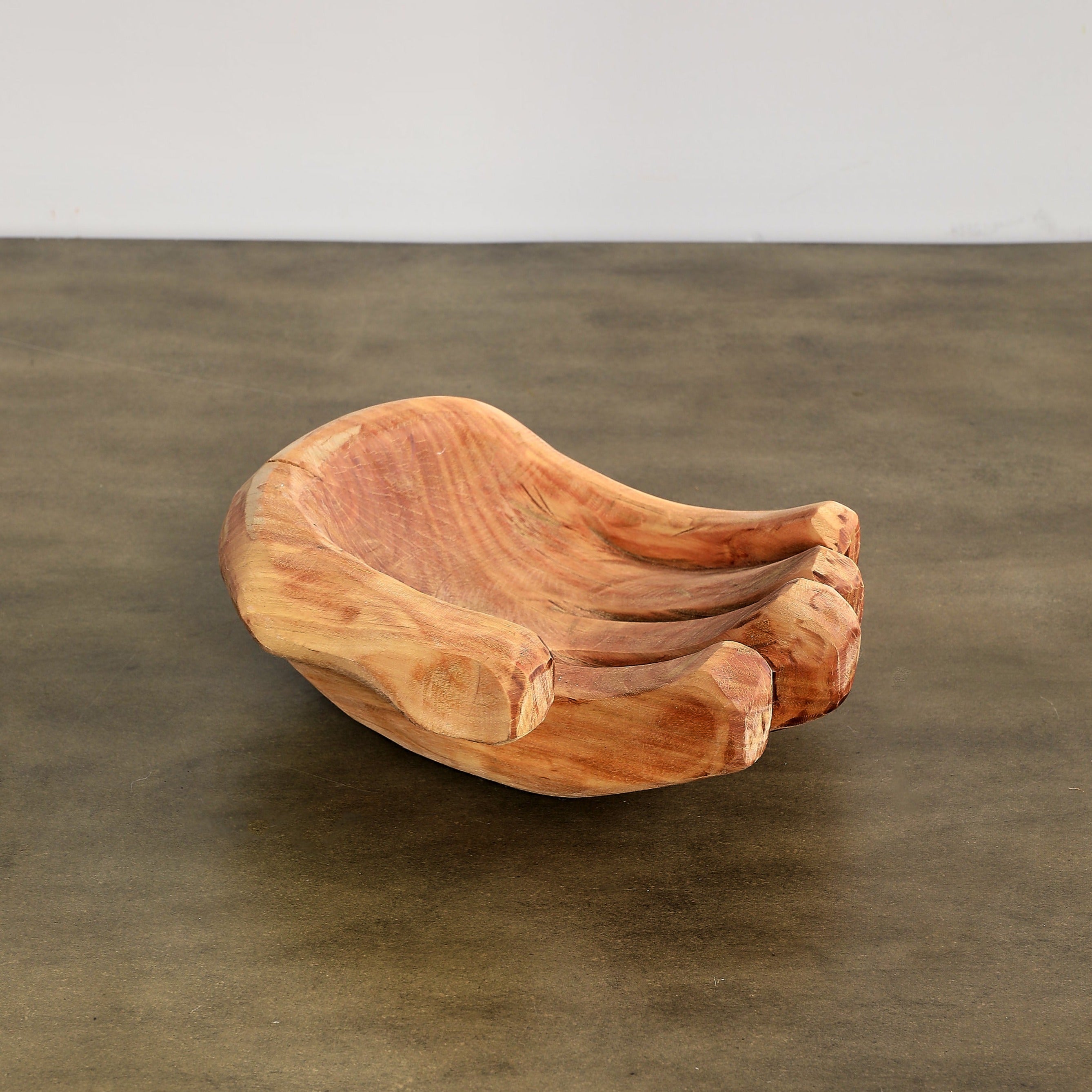Cupped Hand Natural Eucalyptus Wood Bowl Sculpture-3